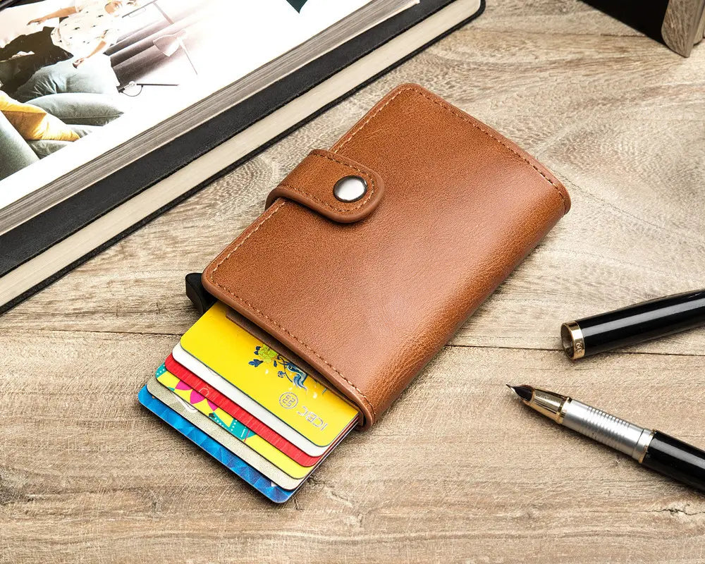 Metal Card Holder with Clip Cover and Belt Opening for Men Women