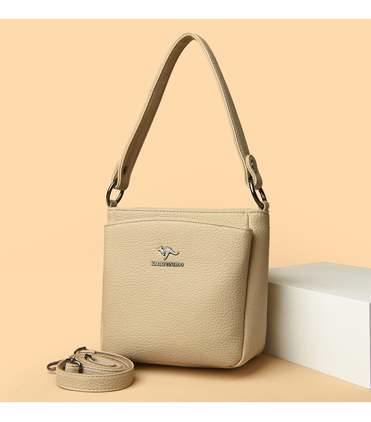 Rucsac cu valiză cu găleată din piele moale cu buzunar telefonic mai multe culori