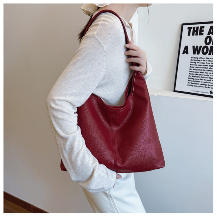 Borsa per secchio in pelle PU con tasche con cerniera borsetta di grande capacità per le donne