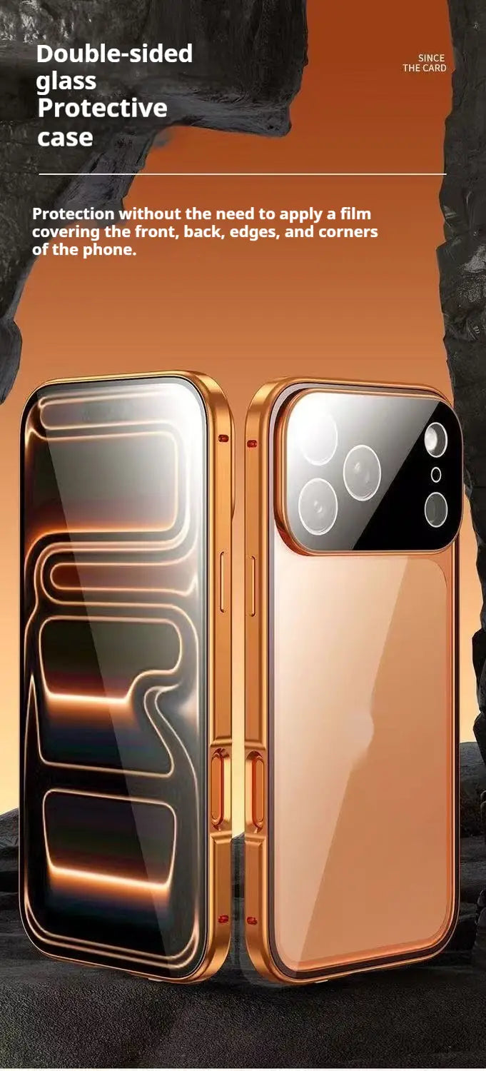 Magnetic Aluminum Alloy Tempered Glass Phone Case for Apple Multiple Colors