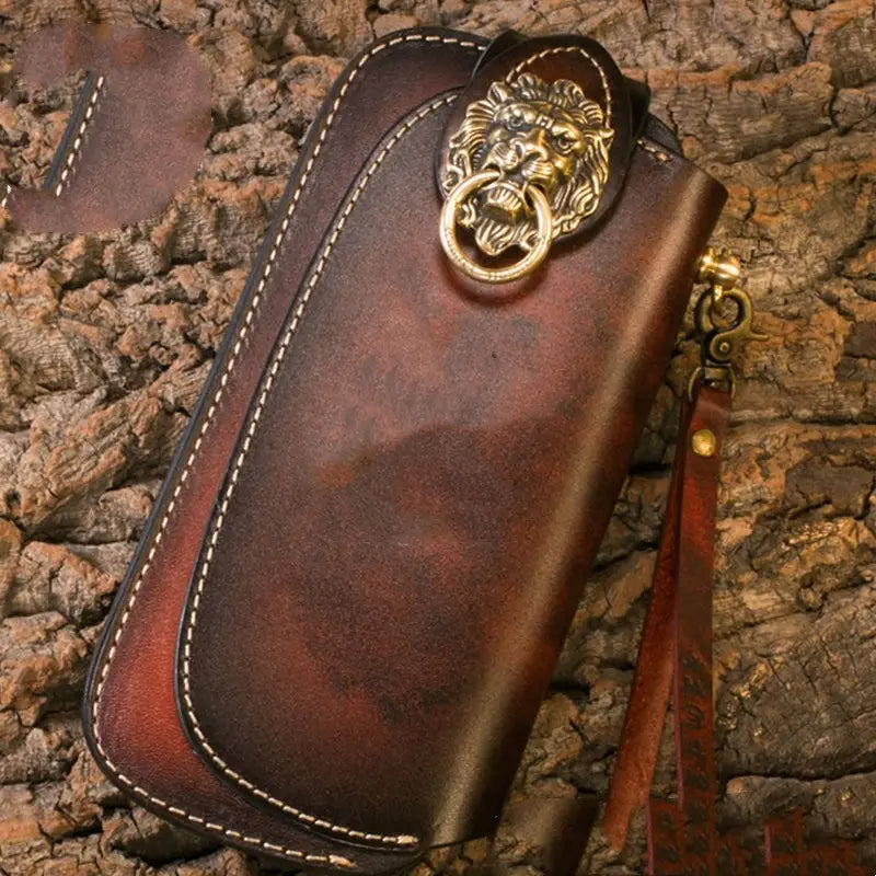 Red Black and Brown Embossed Cowhide Leather Jacket with Zipper Closure