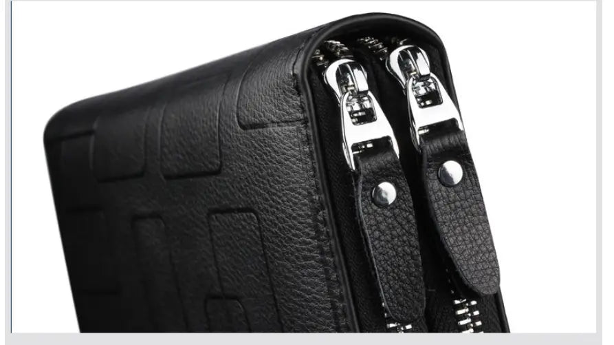 Leather Cowhide Wallet with Zipper and Card Slots for United States CHF