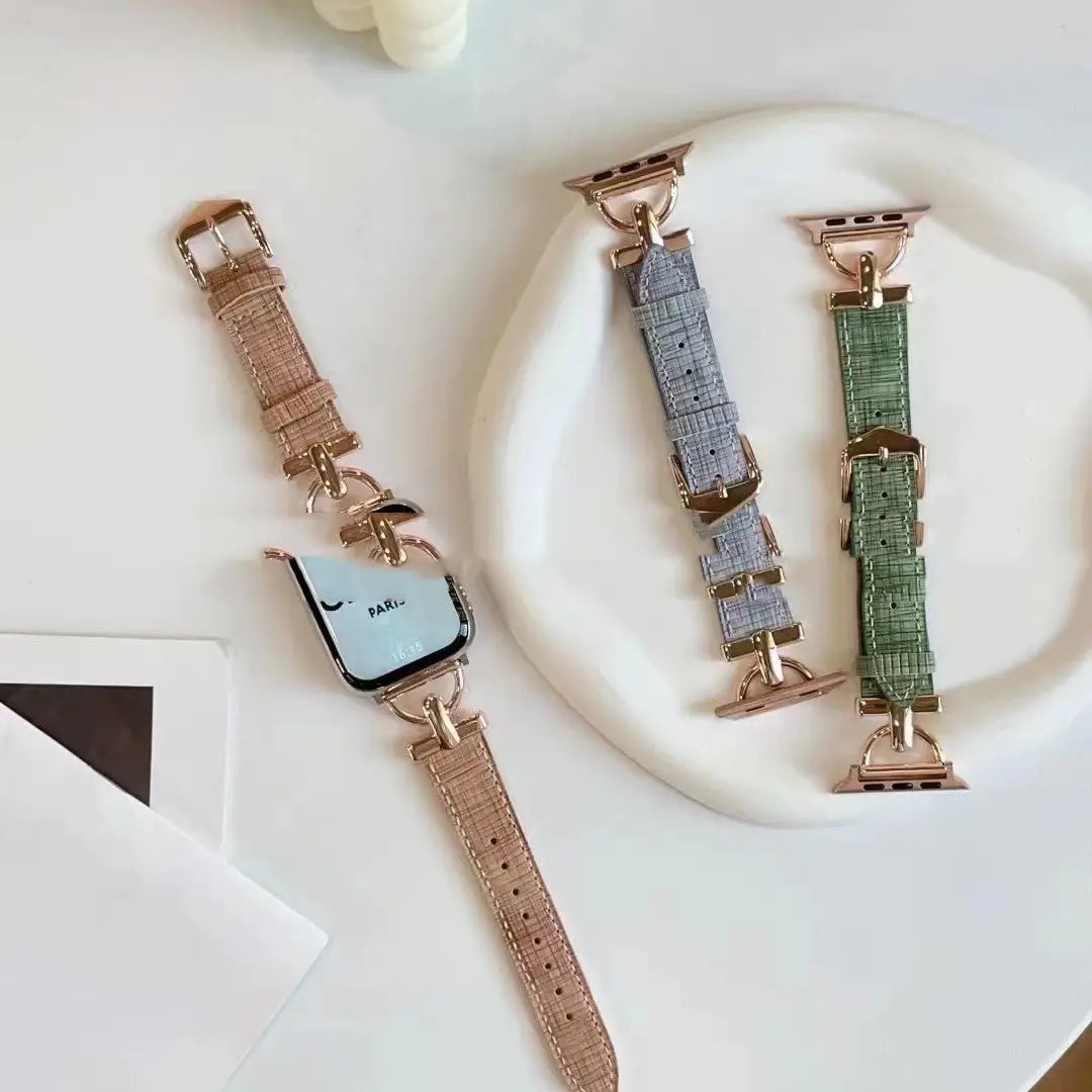 Bamboo Grain D-shape Buckle Leather Strap Tree Wood Grain Fashion Wrist