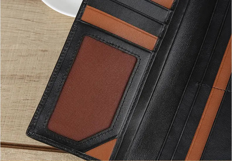 Leather Wallet with Two Fold Opening in Black for United States and CHF
