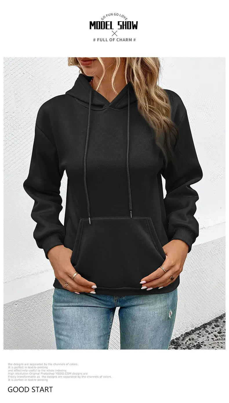 Japanese Korean Casual Pullover Sweatshirt with Pockets Polyester Unisex