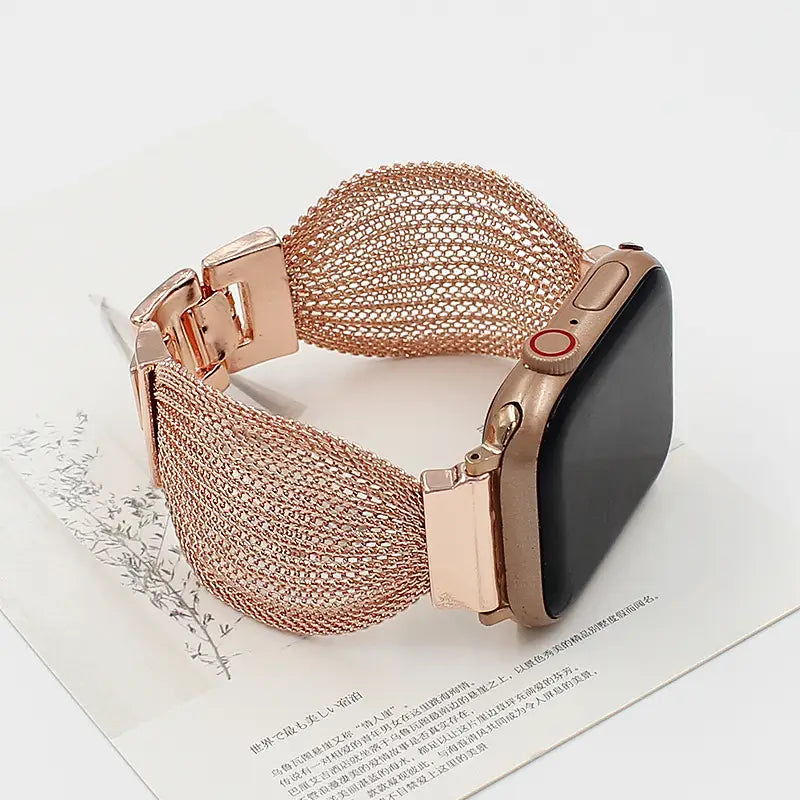 Gold and Rose Stainless Steel Metal Bracelet Strap for Smart Watches