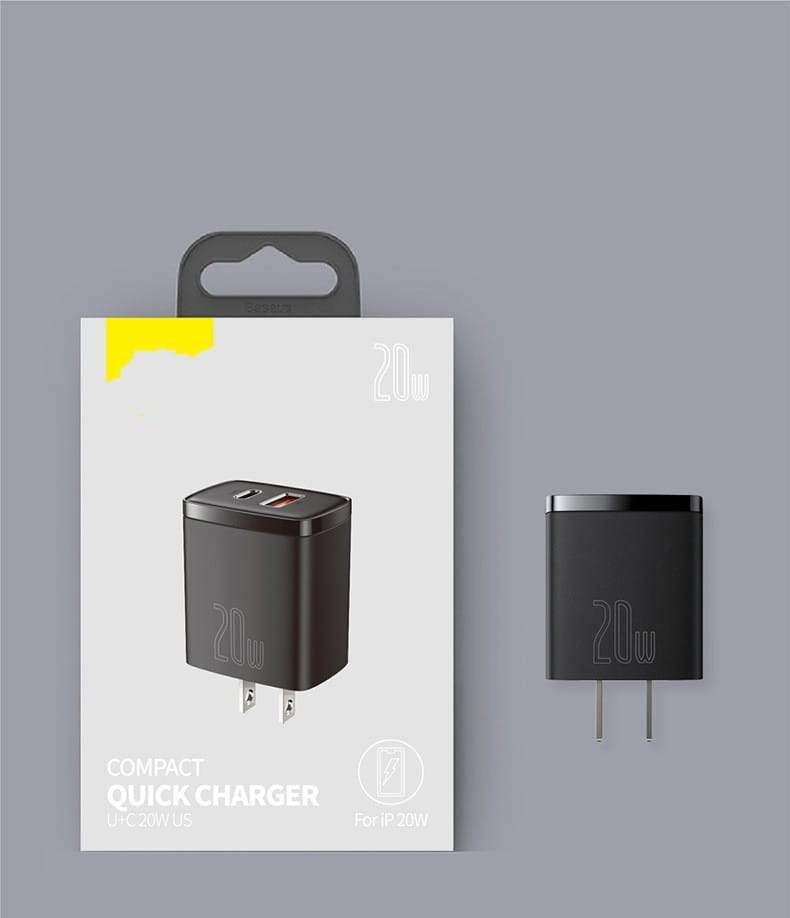 Black and White Quick Charge Charger Mini for General-Purpose Charging