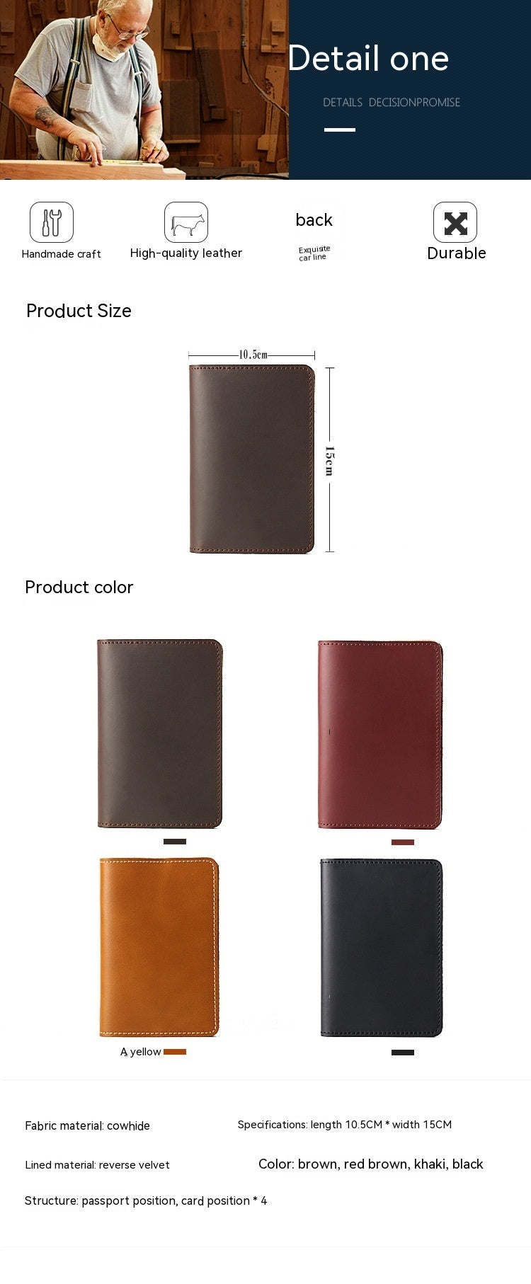 Genuine Leather Passport Holder Vertical Cowhide Simple Handmade - Genuine Leather Holder That Loves Your Passport