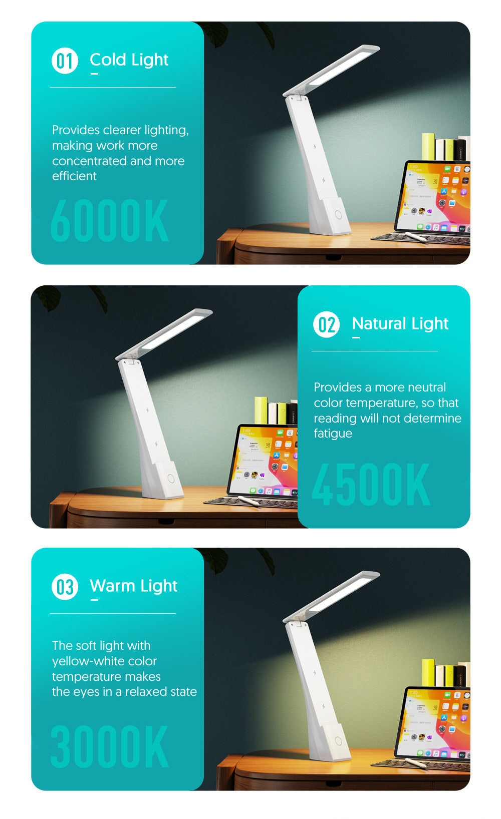 Plastic Foldable Table Lamp Wireless Charging Bracket Personalized Creative Multifunctional Three-in-one - Light Up