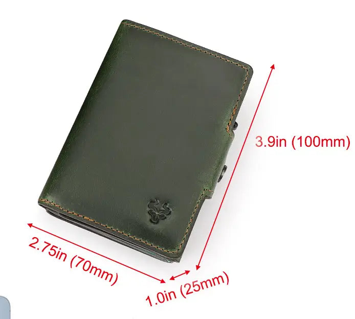 Fashion Crazy Horse Leather Card Holder with Buckle in Solid Colors