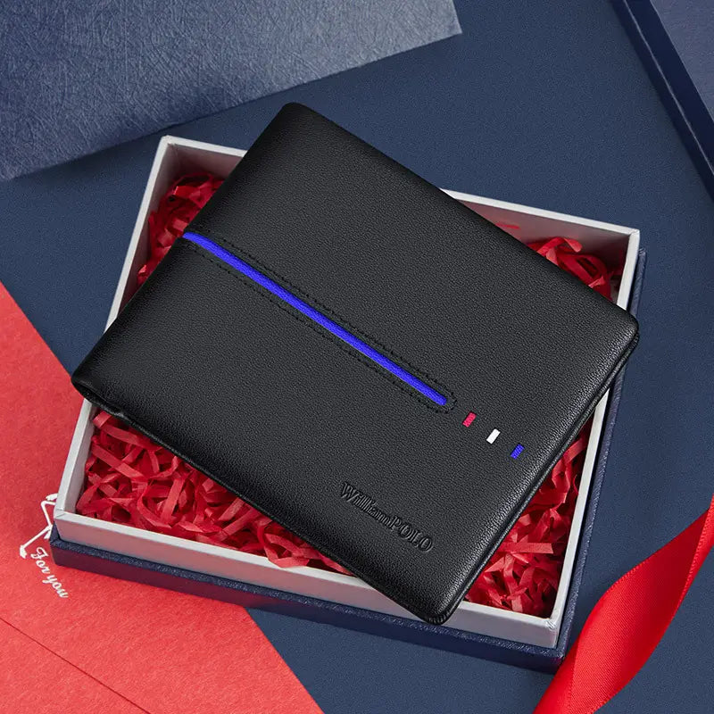 Black Layer Cowhide Leather Wallet for Men Suitable Weddings and Holidays in the United States