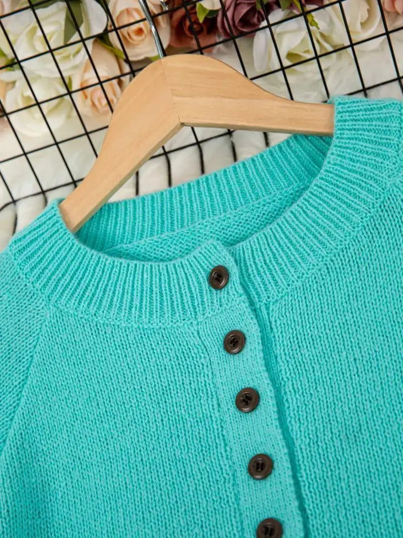 Japanese Korean Casual Deer Plush Pullover Sweater Button Up Polyester Top