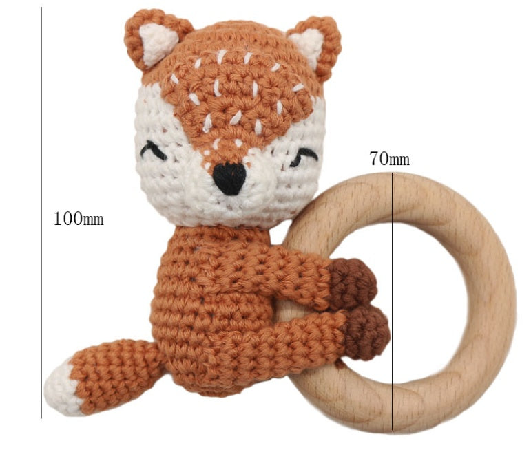 Handmade Crochet Fox Elk Rattle Toy Baby Molar Teether - Crochet Fox Elk Rattle for Baby Chew Time Fun