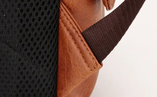 Backpack Backpack Glúine Leathar 14 orlach PU d'fhir agus do mhná ar scoil oibre taistil