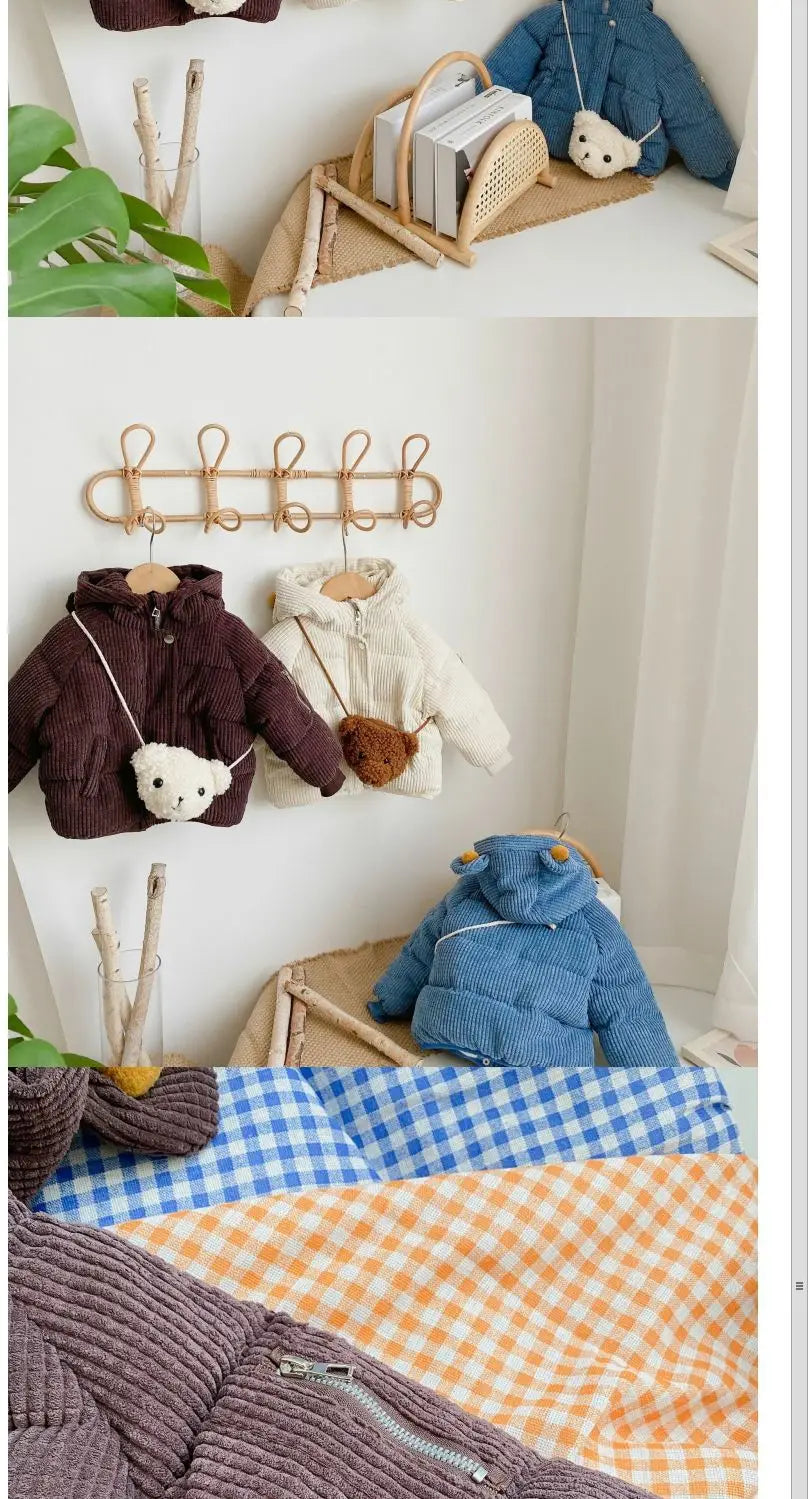 Boy Cute Cartoon Backpack with Cotton Cloth and Hooded Short Design