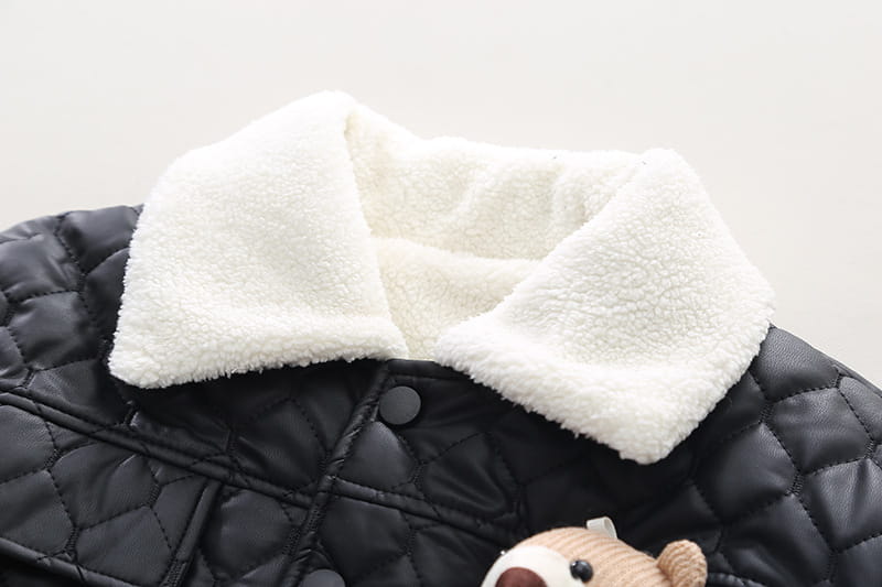 Solid Color Cartoon Animal Coat with Leather Lapel for Children