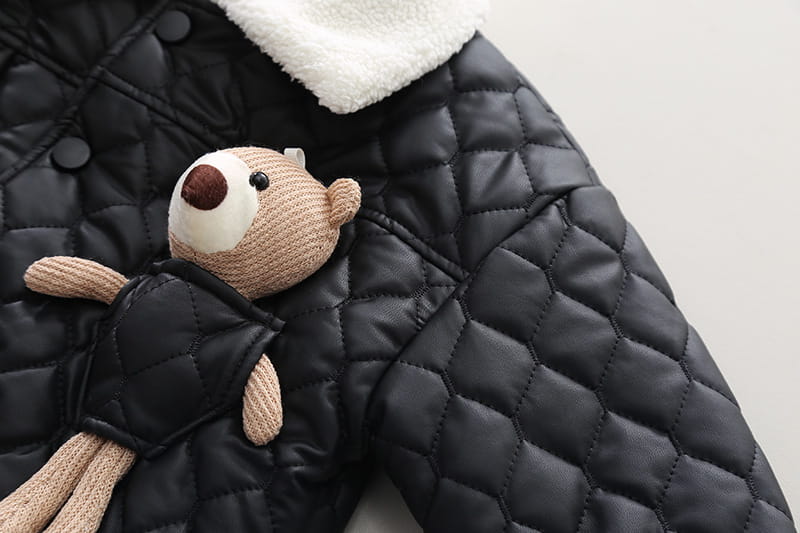 Solid Color Cartoon Animal Coat with Leather Lapel for Children