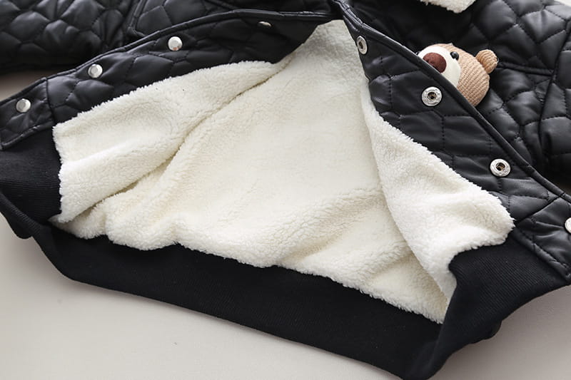 Solid Color Cartoon Animal Coat with Leather Lapel for Children