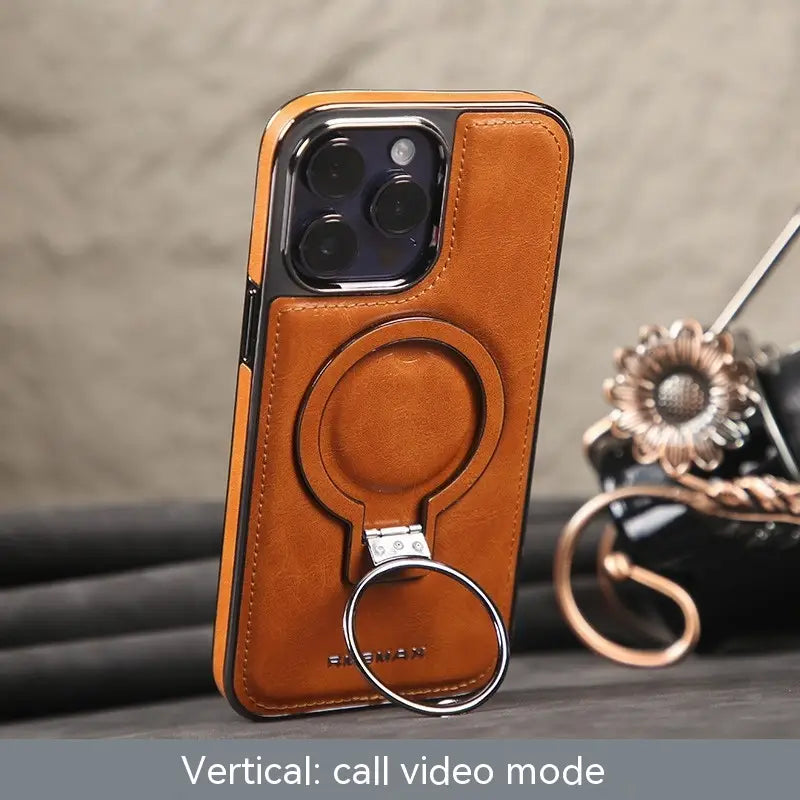 Magnetic Bracket Phone Case Business Drop-resistant Leather Case