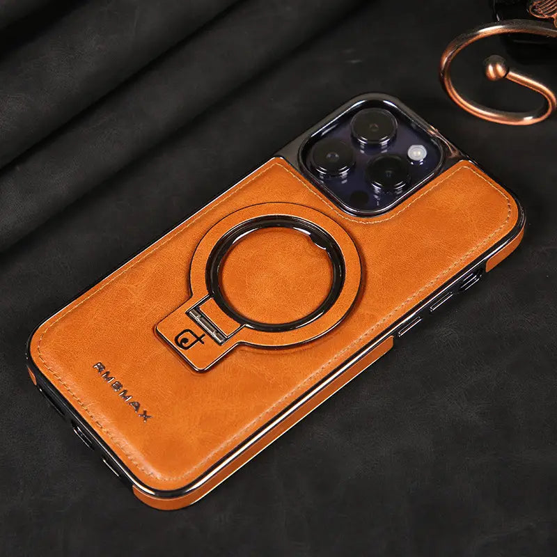 Magnetic Bracket Phone Case Business Drop-resistant Leather Case