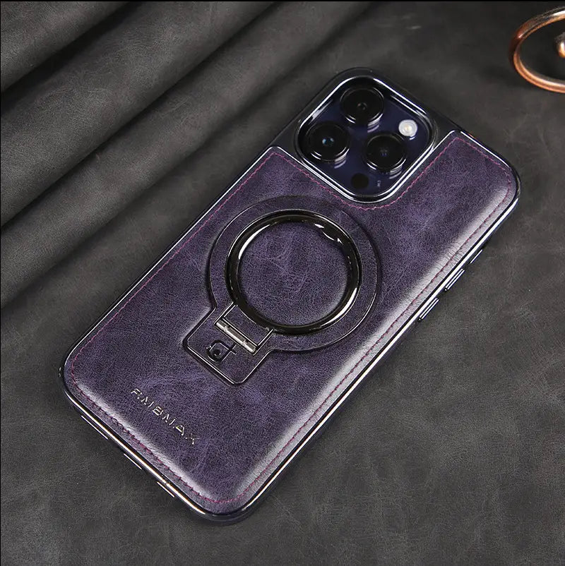 Magnetic Bracket Phone Case Business Drop-resistant Leather Case