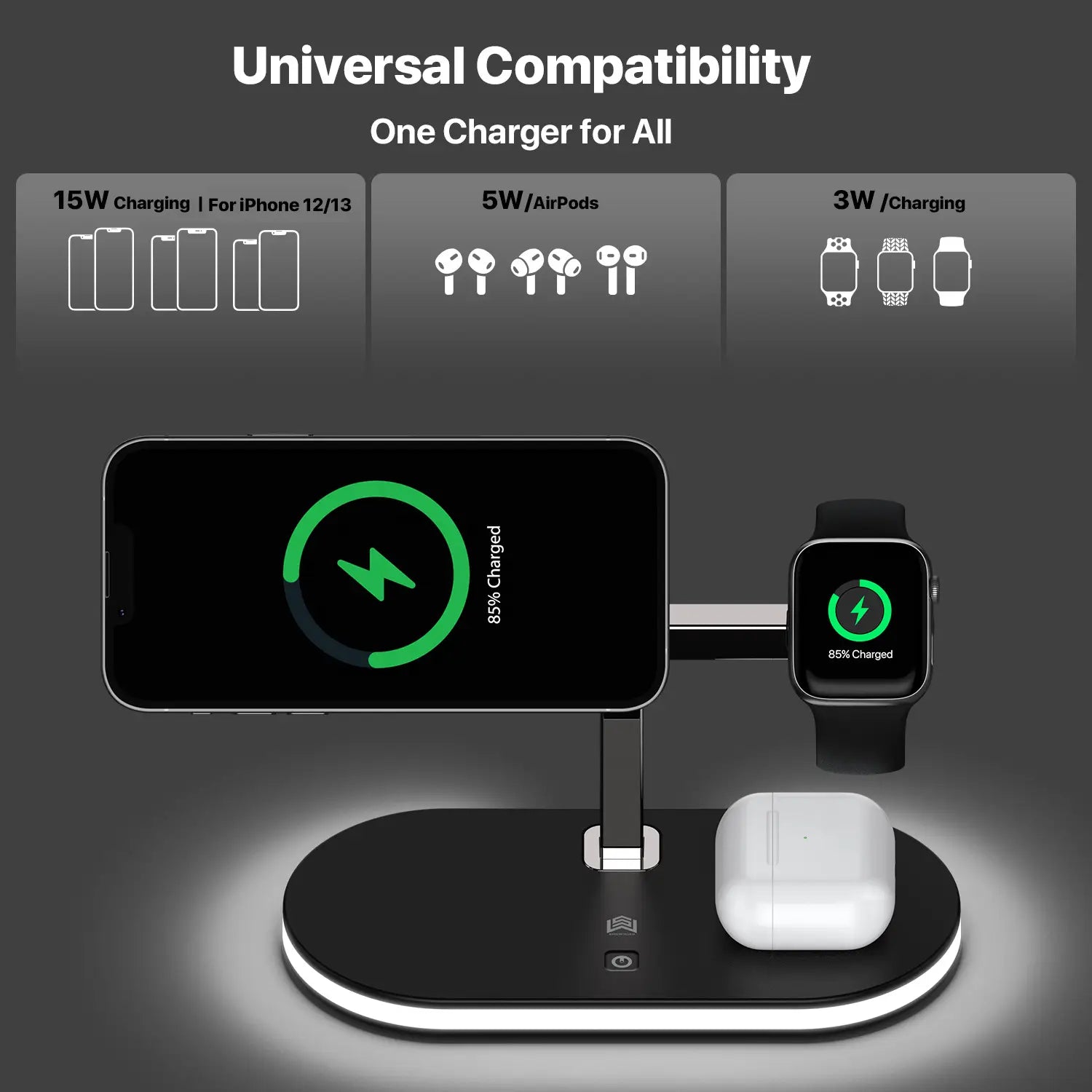 Wireless Fast Charger for United States Compatible Devices with Quick Charge Compatibility