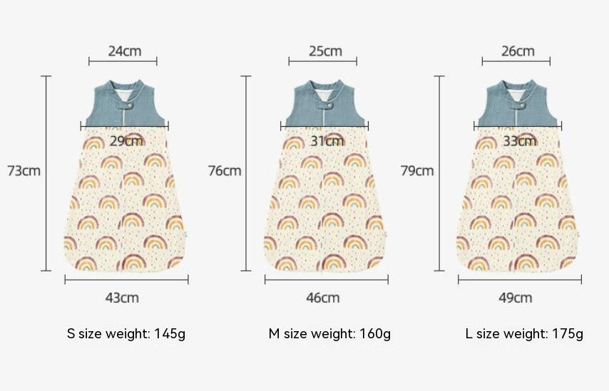 Baby Sleeping Bag Double Layer Patchwork Stand-up Collar Gauze Waistcoat Sleeping Bag - Snuggle Up in Rainbow Patchwork