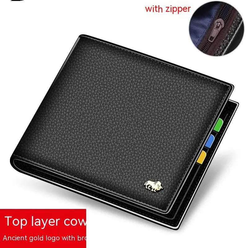 Layer Cowhide Polyester Crossbody Bag with Gold Logo in Brown Black Blue