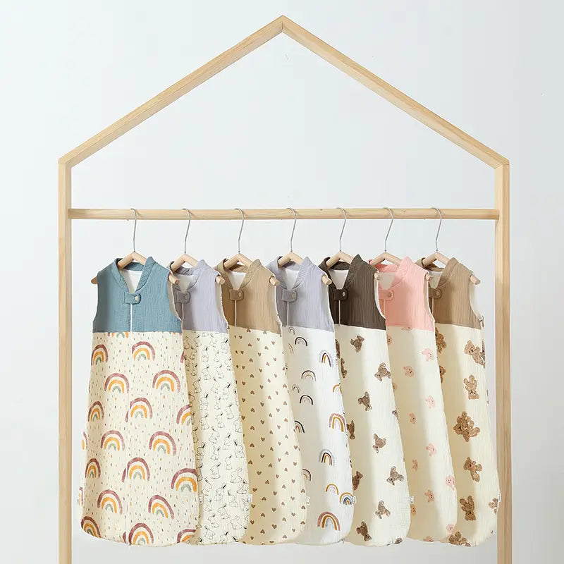 Red Rainbow Pattern Collar Gauze Waistcoat for Comfortable Wear