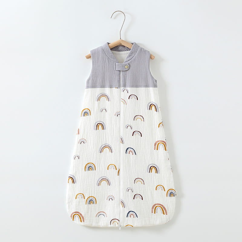 Red Rainbow Pattern Collar Gauze Waistcoat for Comfortable Wear