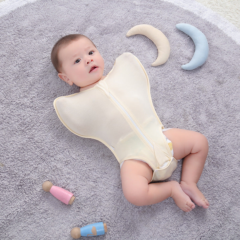 Bamboo Fiber Baby Anti-startle Sleeping Bag Newborn Leg Leakage Jumpsuit Surrender Style Baby Swaddling - Bamboo Fiber