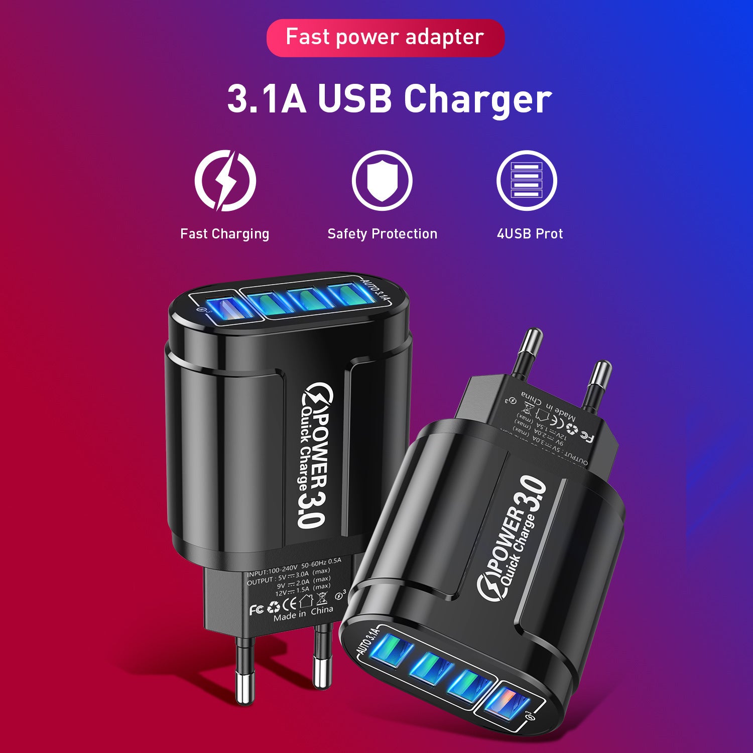 Single-port Fast Charging Smart Phone Plastic Charger Multi-Specification - Single-Port Fast Plastic Charger for All