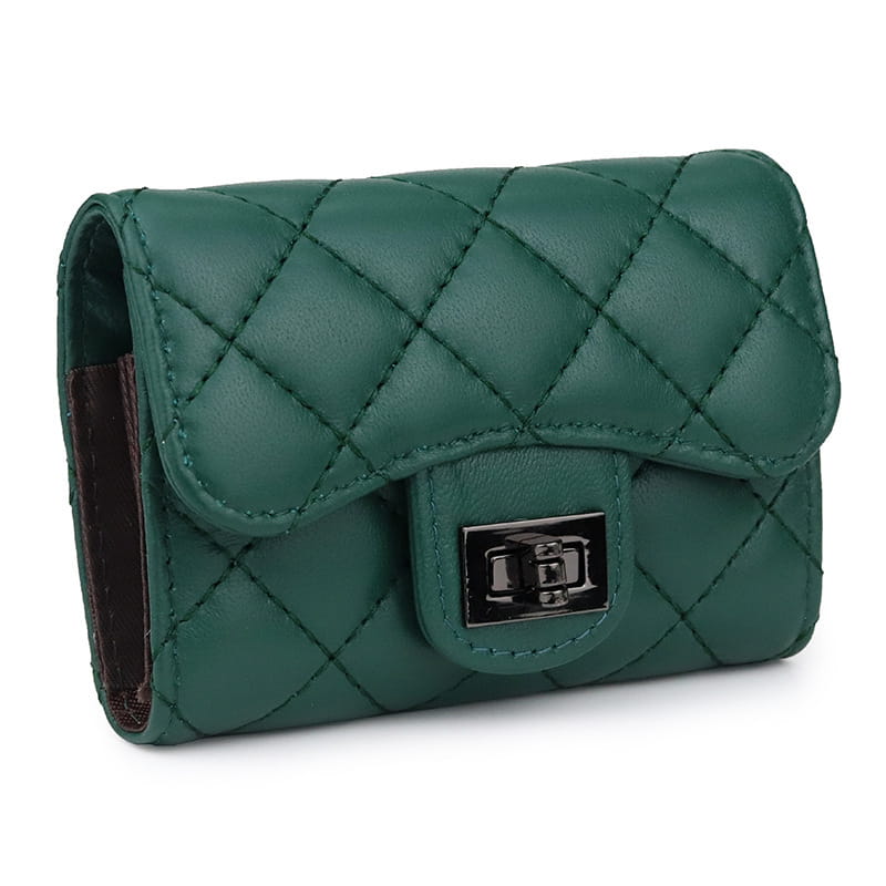 Genuine Leather Card Holder with Coin Pocket in Red Green Black Pink Apricot for the United States