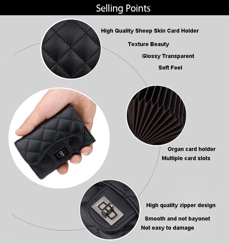 Genuine Leather Card Holder with Coin Pocket in Red Green Black Pink Apricot for the United States