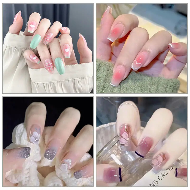 Fake Nail Tip Tulip Patch with Starry Sky and Butterfly Design for Ladies