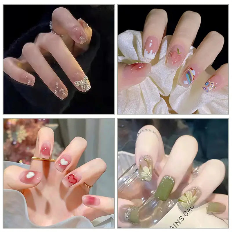 Fake Nail Tip Tulip Patch with Starry Sky and Butterfly Design for Ladies
