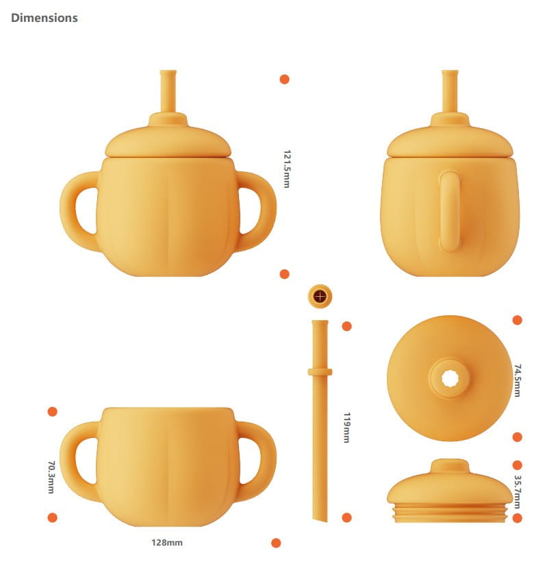 Pumpkin Silicone No-Spill Water Cup for Children with Handle in the United States