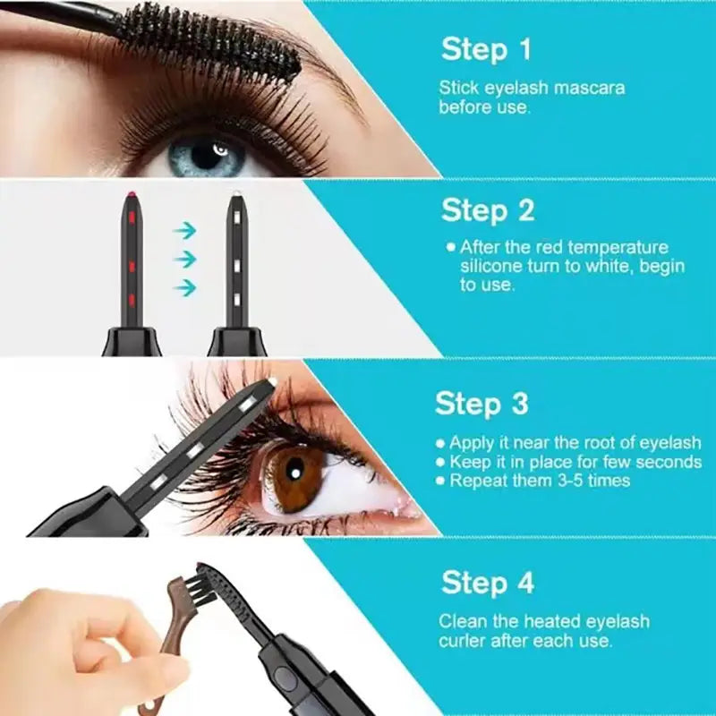 Portable Electric Heating Eyelash Curler with USB Rechargeable Battery
