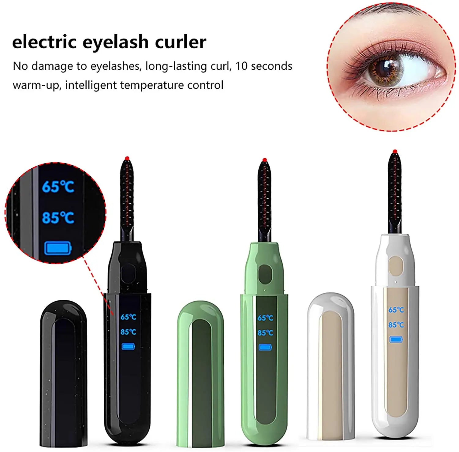 Portable Electric Heating Eyelash Curler with USB Rechargeable Battery