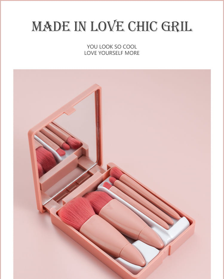 Mini Multifunctional Makeup Brush Set with Artificial Fiber Handles