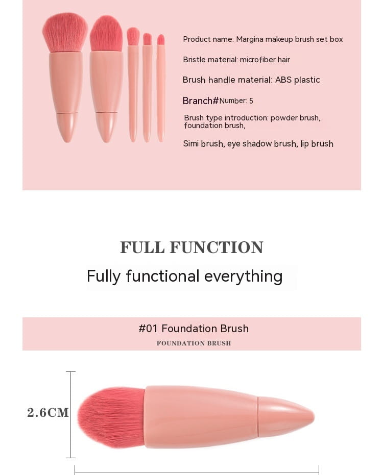 Mini Multifunctional Makeup Brush Set with Artificial Fiber Handles