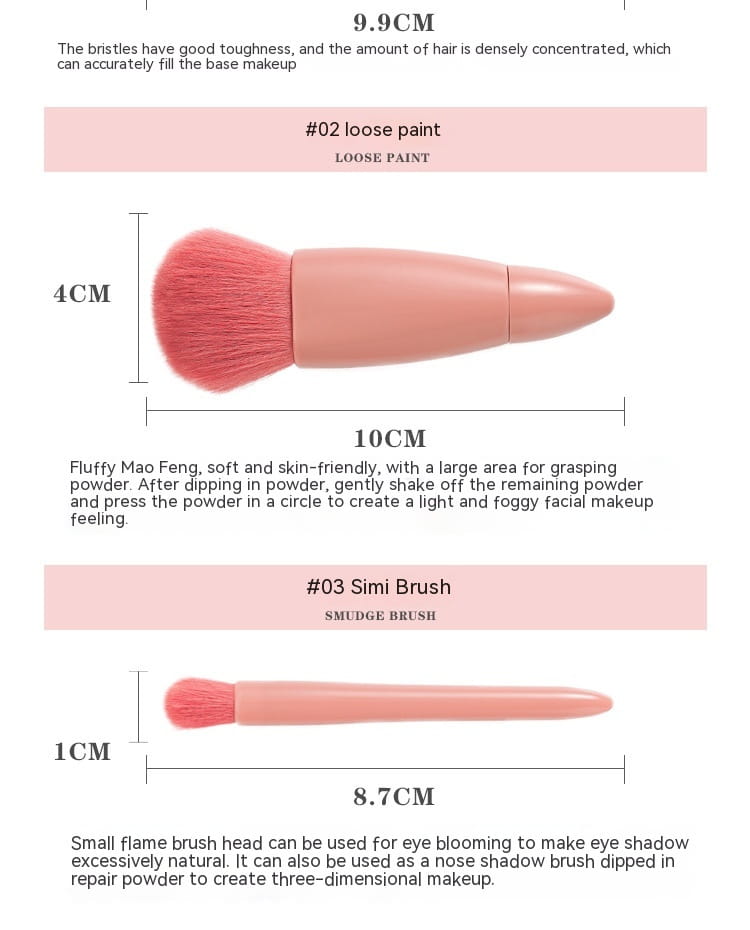 Mini Multifunctional Makeup Brush Set with Artificial Fiber Handles
