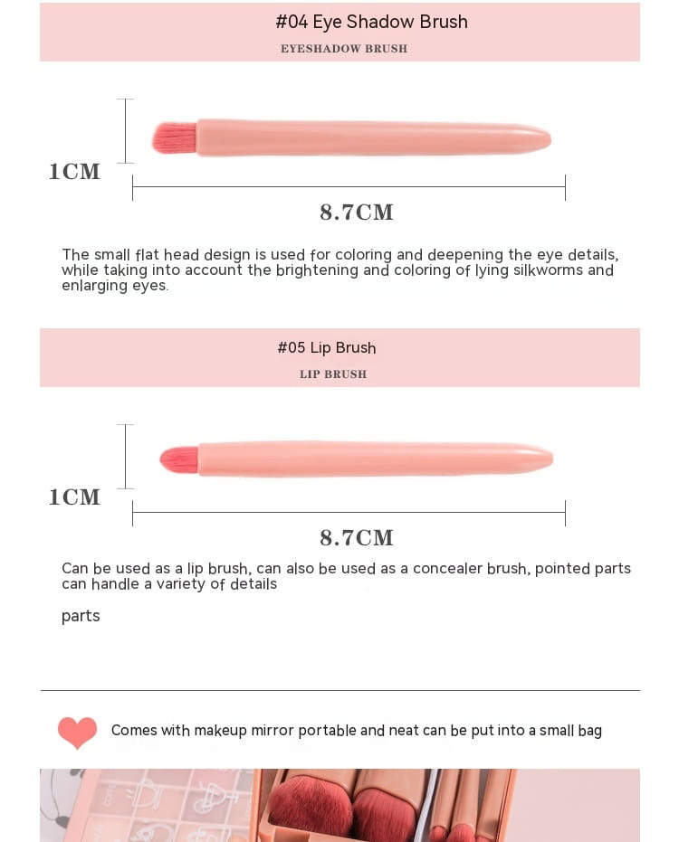 Mini Multifunctional Makeup Brush Set with Artificial Fiber Handles