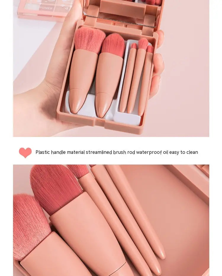 Mini Multifunctional Makeup Brush Set with Artificial Fiber Handles
