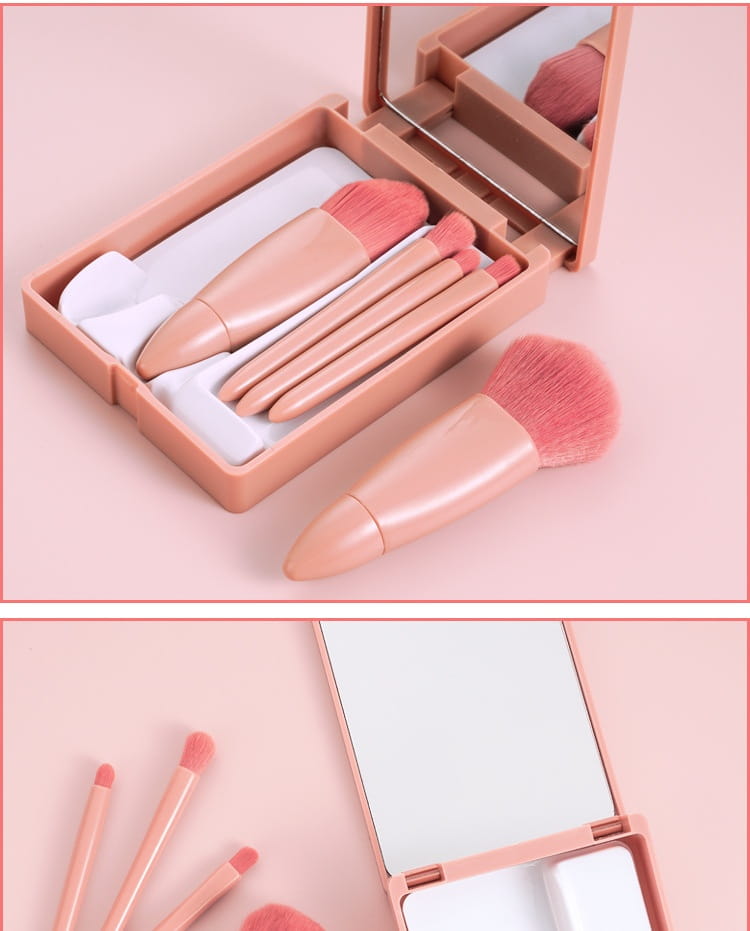 Mini Multifunctional Makeup Brush Set with Artificial Fiber Handles