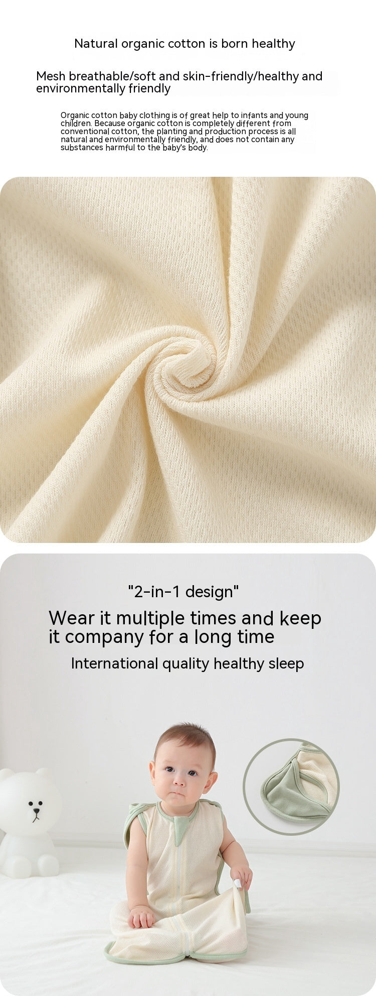 Baby Sleeping Bag Surrender Breathable Dual-use Newborn Organic Cotton Anti-kicking Blanket Leggings Swaddling