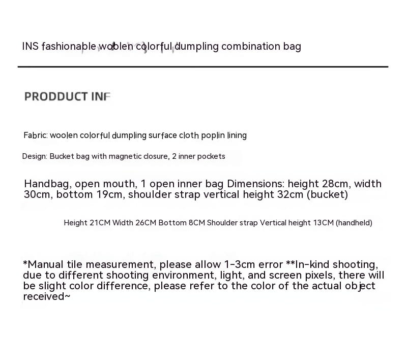 Plush Bucket Portable Crossbody Bag with Inner Zipper and Multiple Pockets