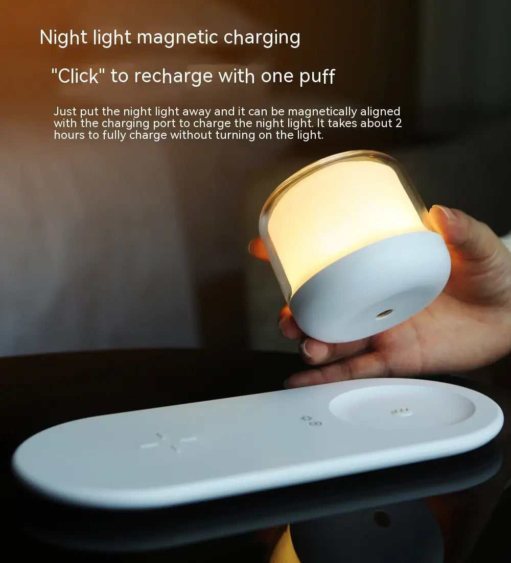 Wireless Charging Night Light with Battery and US Compatibility for CHF Users