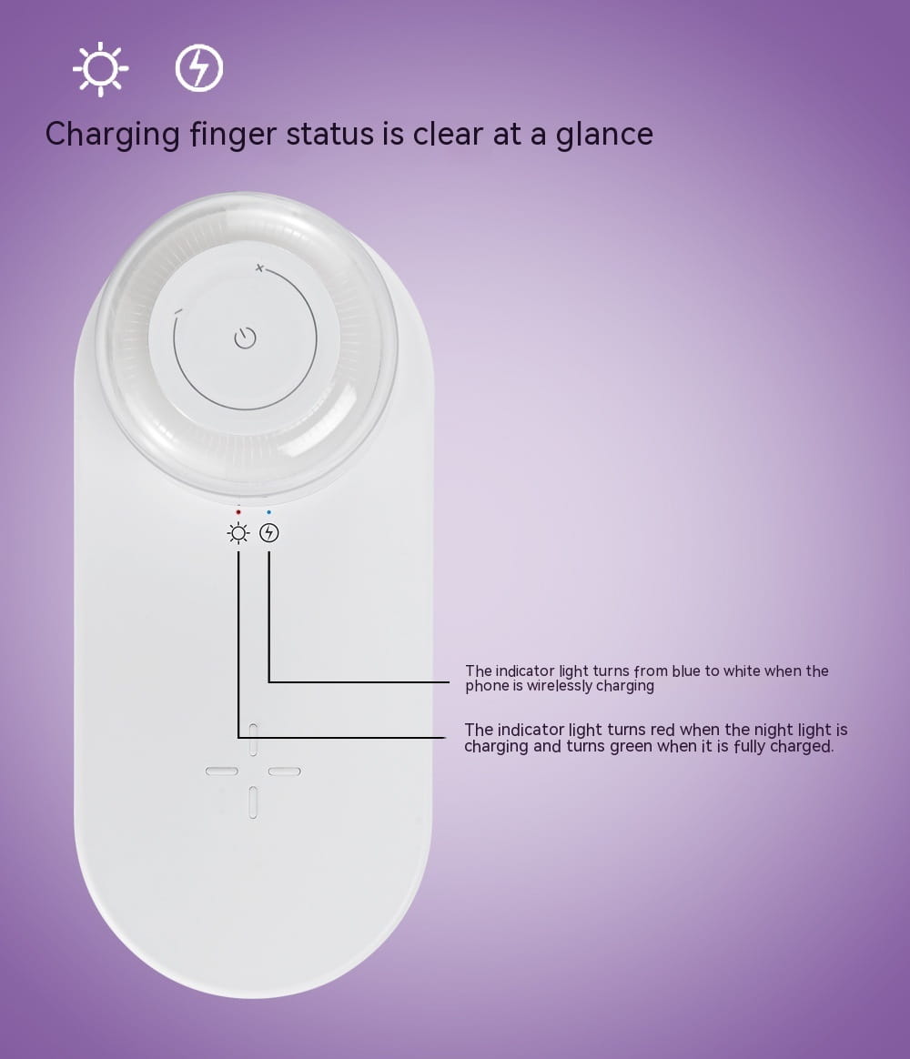 Wireless Charging Night Light with Battery and US Compatibility for CHF Users