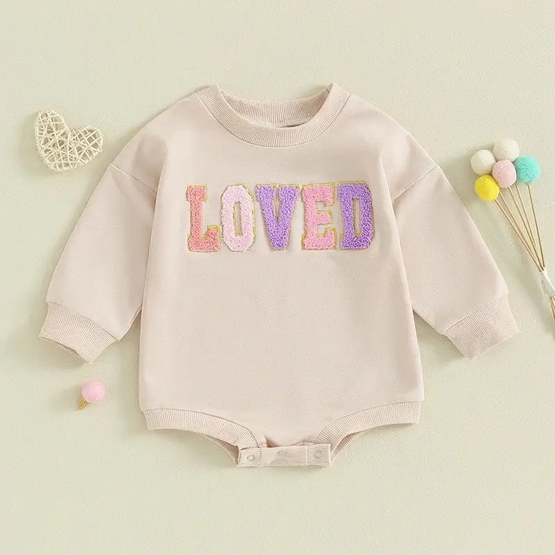 Infant Toddler Long Sleeve Alphabet Embroidery Romper